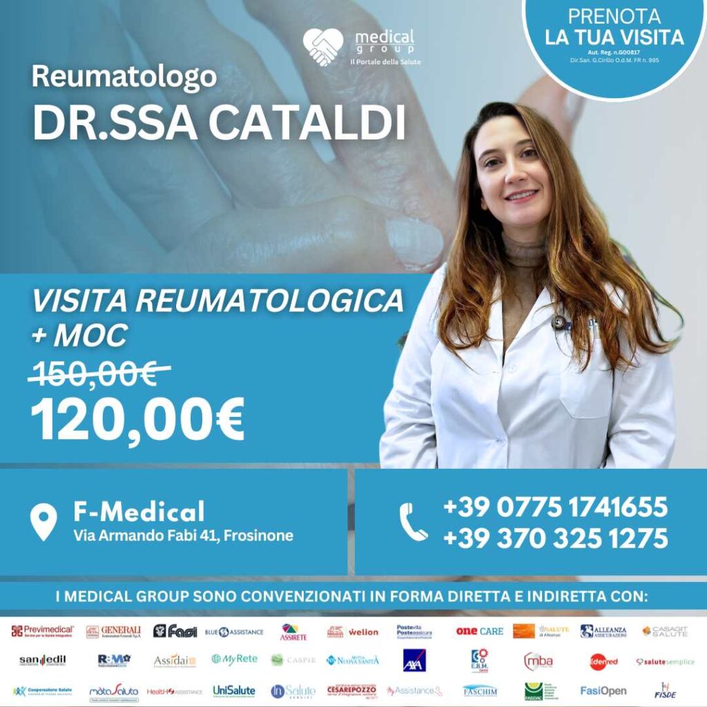 Tariffe del Mese Poliambulatorio F-Medical Frosinone Visita Reumatologica + MOC - Dr.ssa Cataldi