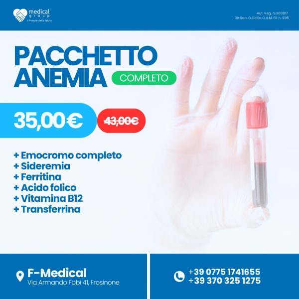 F-MEDICAL PROMO PACCHETTI ANALISI - Pacchetto Anemia Completo