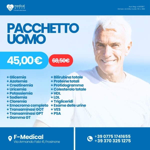F-MEDICAL PROMO PACCHETTI ANALISI - Pacchetto Uomo