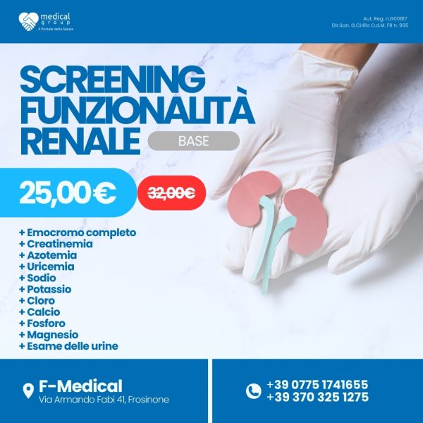 F-MEDICAL PROMO PACCHETTI ANALISI - Screening Funzionalità renale base