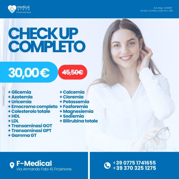 F-MEDICAL PROMO PACCHETTI ANALISI - check up completo donna