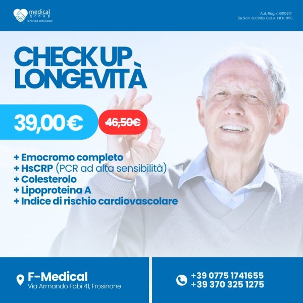F-MEDICAL PROMO PACCHETTI ANALISI - check up longevità uomo