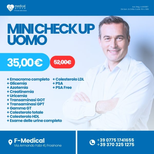 F-MEDICAL PROMO PACCHETTI ANALISI - mini check up uomo